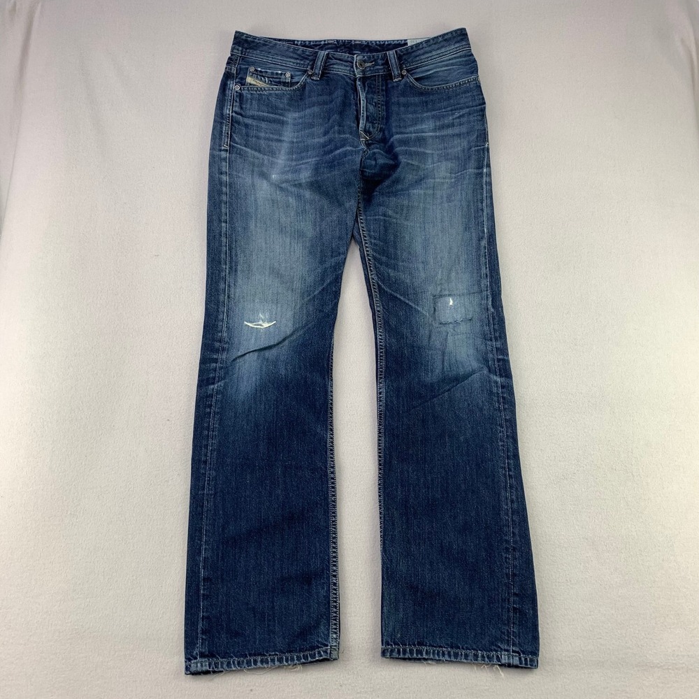 Diesel Viker Jeans Mens 31 Blue Straight Leg Distressed Regular Fit Denim